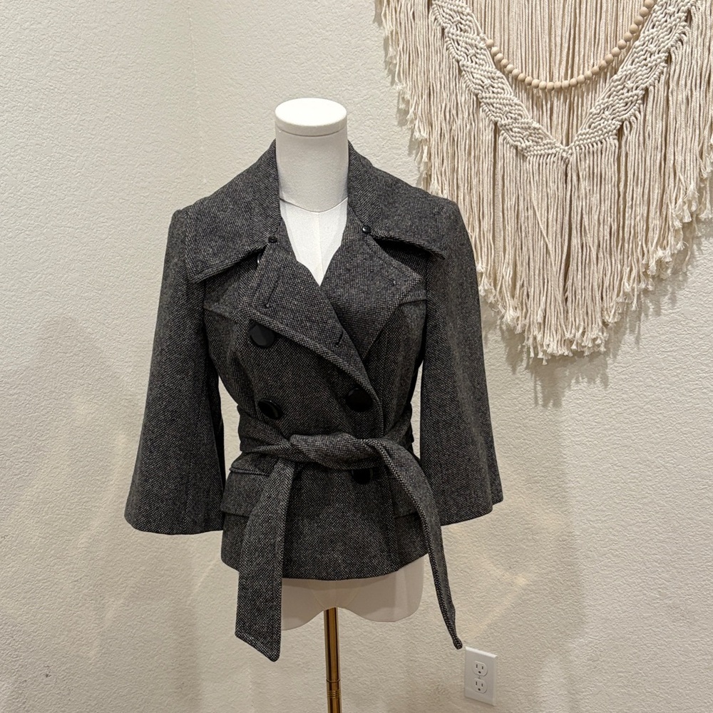 bebe Charcoal Double-Breasted Trench Coat